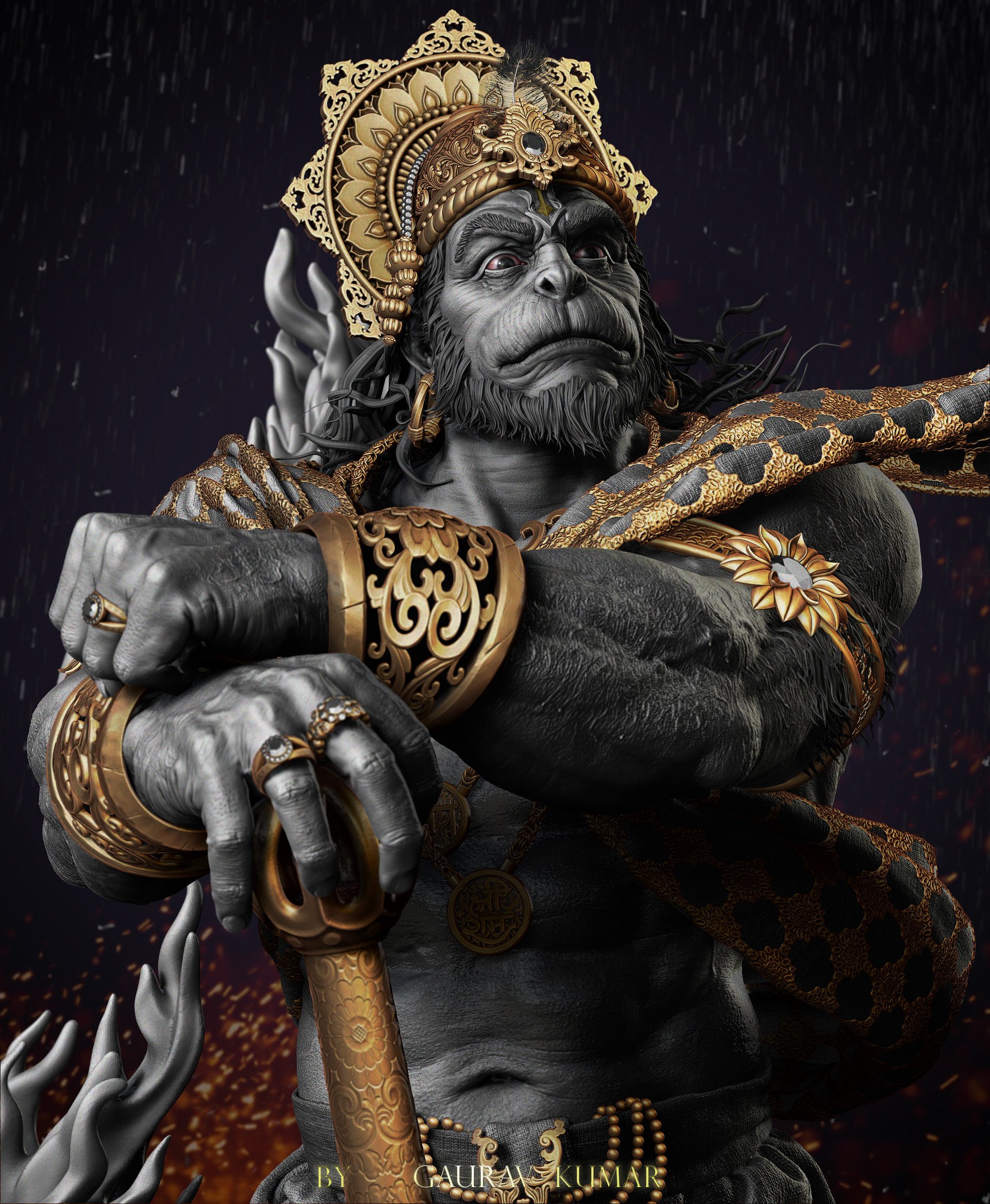 1920x2340 Hanuman Statue Sculpt Turntable In Zbrush Ji HD Wallpaper, Phone