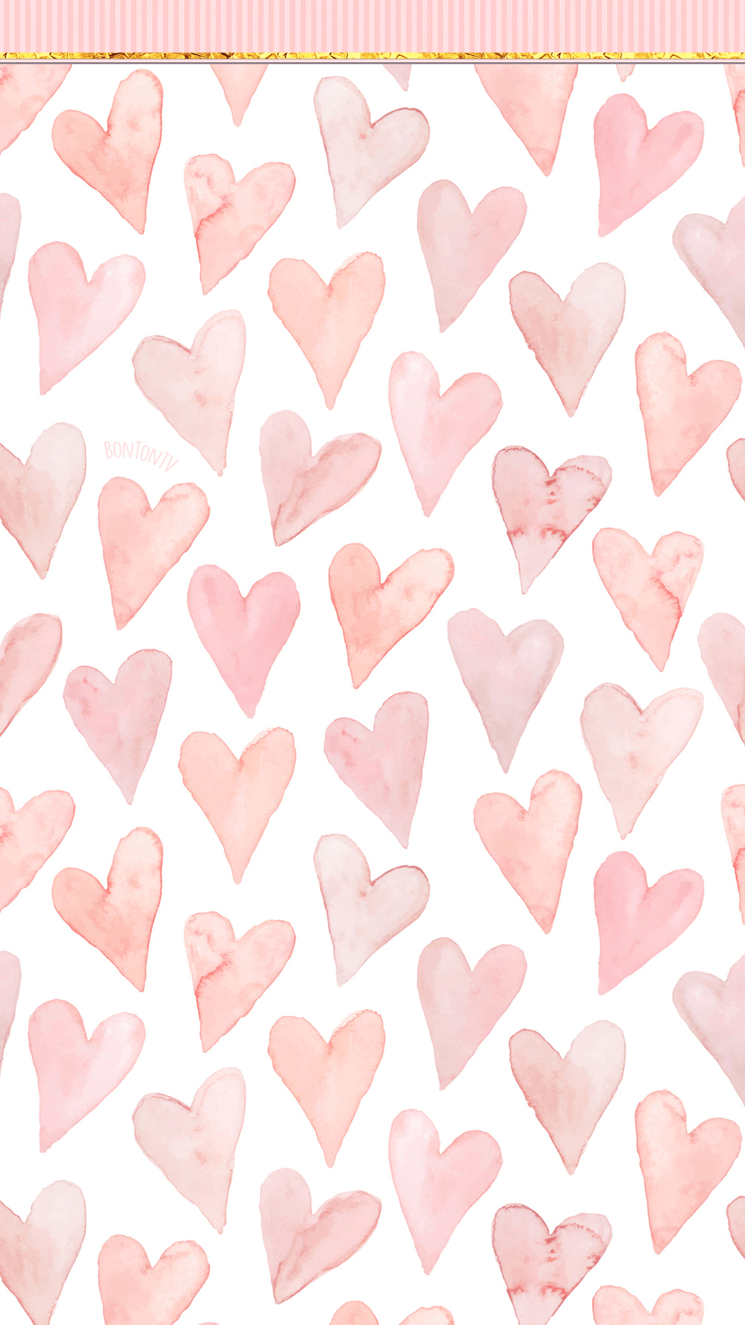 1080x1920 Phone Wallpaper HD Cute Pink Hearts with golden details, Phone