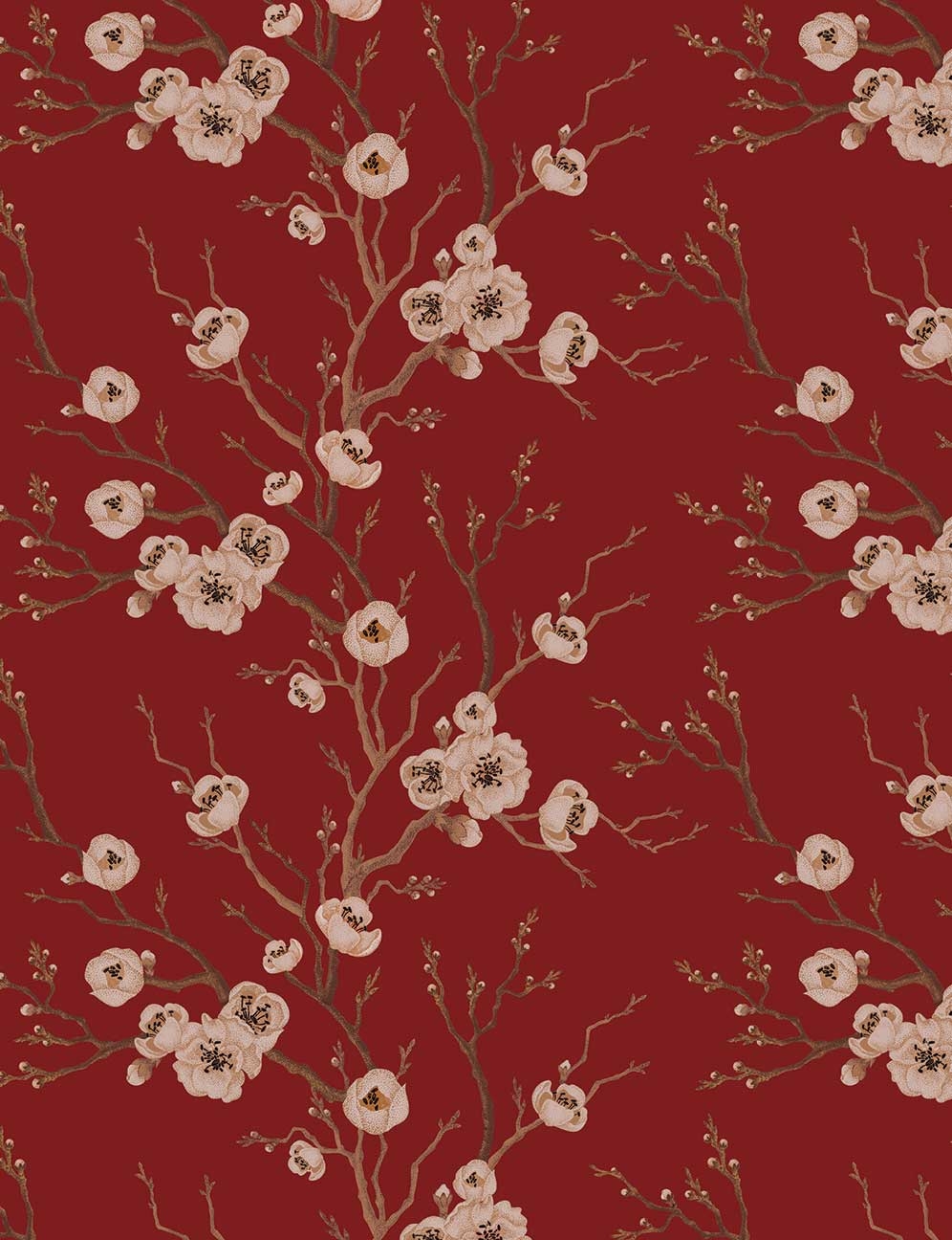 1000x1300 Red Japanese Floral Tree Wallpaper, Phone