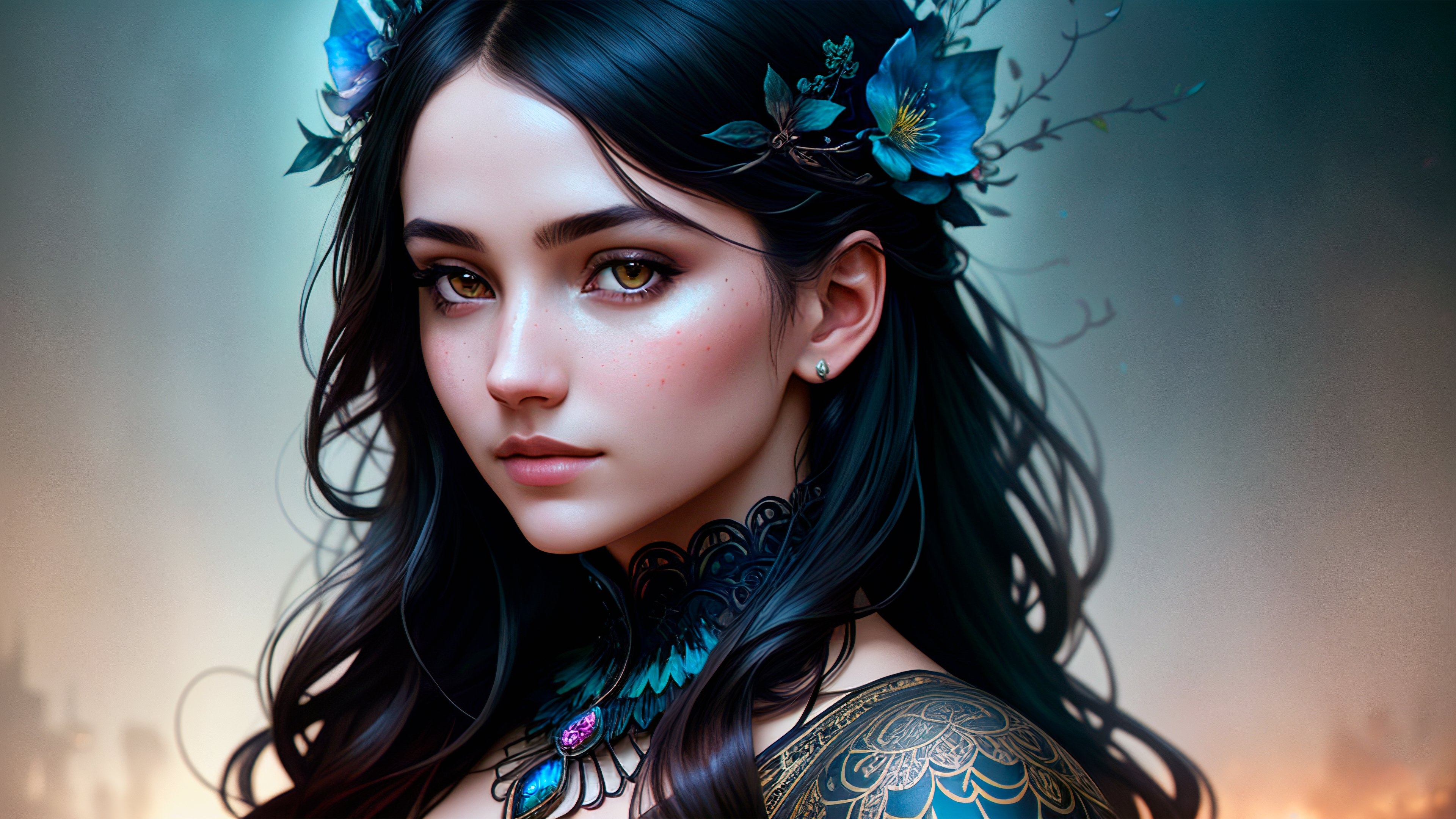 3840x2160 Beautiful woman Wallpaper 4K, AI art, Desktop