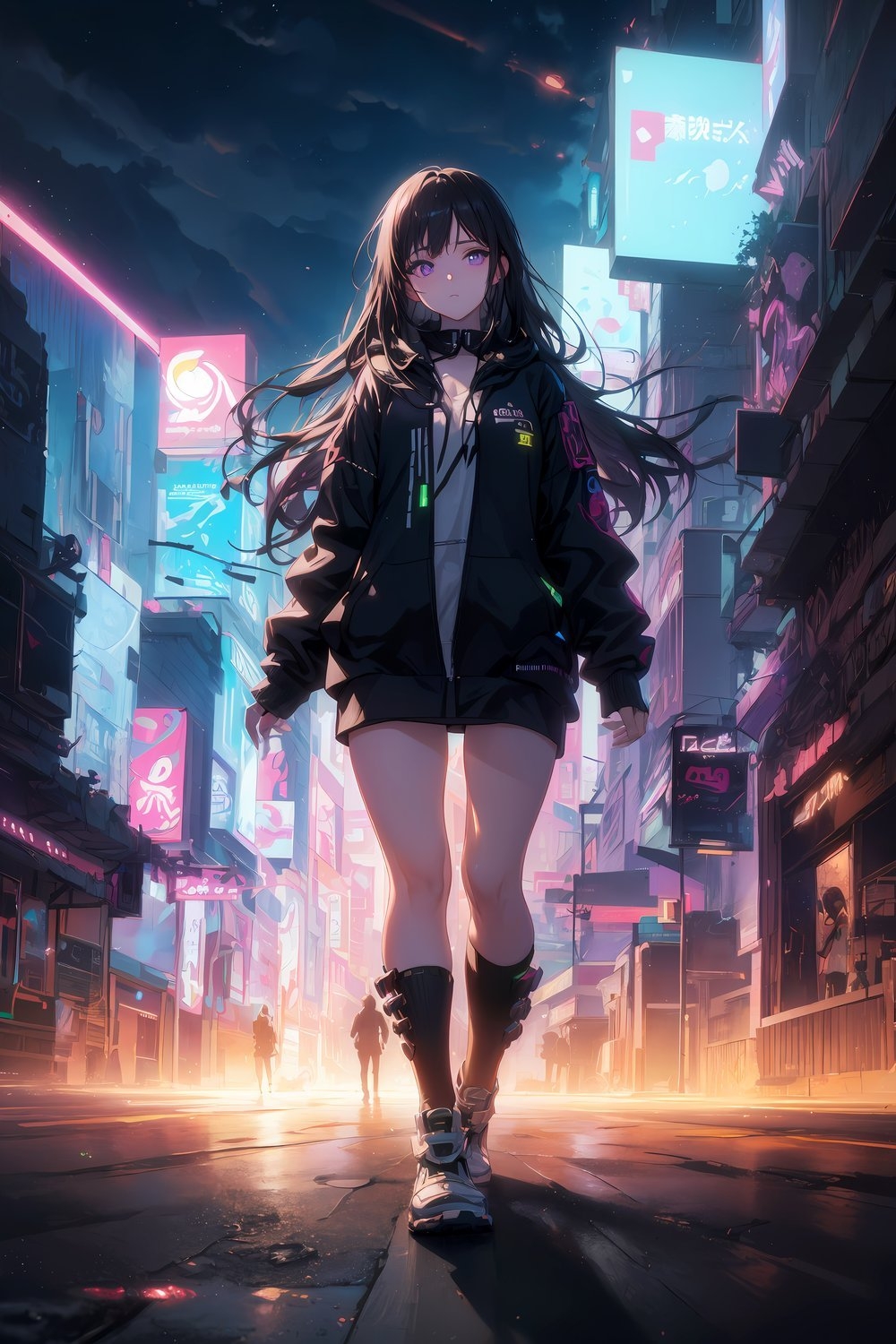 1000x1500 Cyberpunk Anime Girl 4K Wallpaper: Futuristic Style Meets Stunning Visuals for Your Screen, Phone