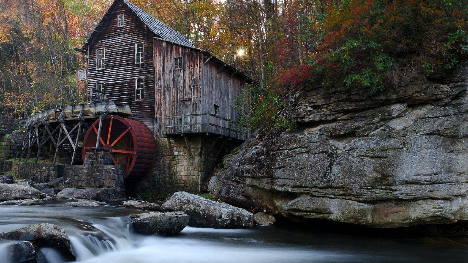 1920x1080 Other: Old Babcock State Park West Virginia WV Autumn Water USA, Desktop