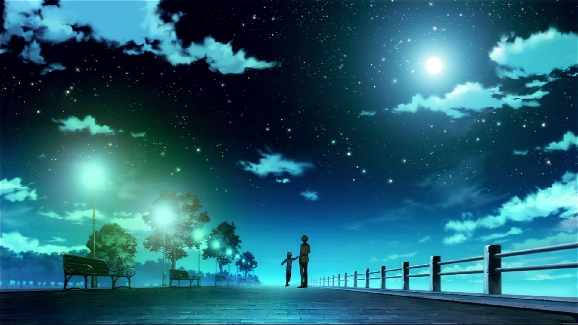 1920x1080 Night Beautiful Anime Background soal 7, Desktop