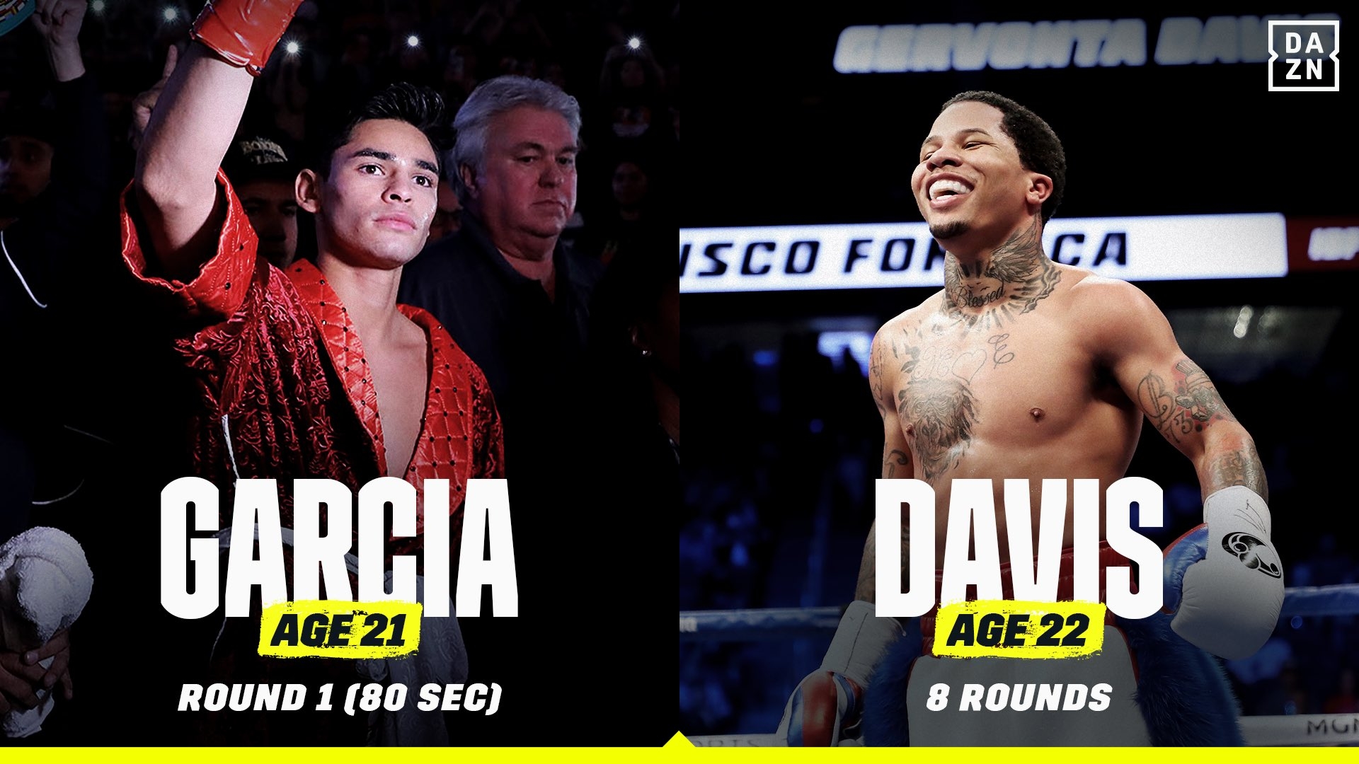 1920x1080 DAZN Boxing comparison between Ryan Garcia and Gervonta Davis' fights vs. Francisco Fonseca, Desktop