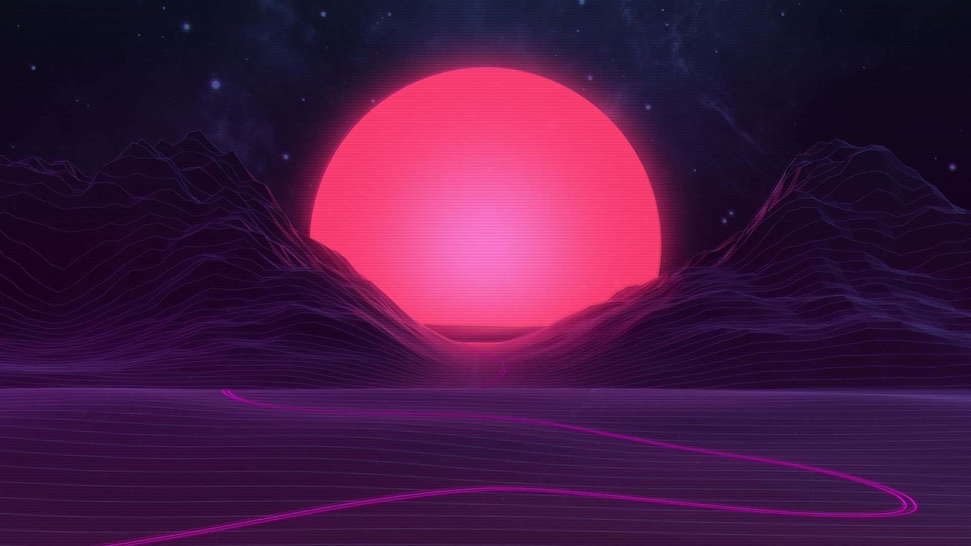 1920x1080 Retro Style Synthwave Neon Background. Aesthetic Desktop, Desktop