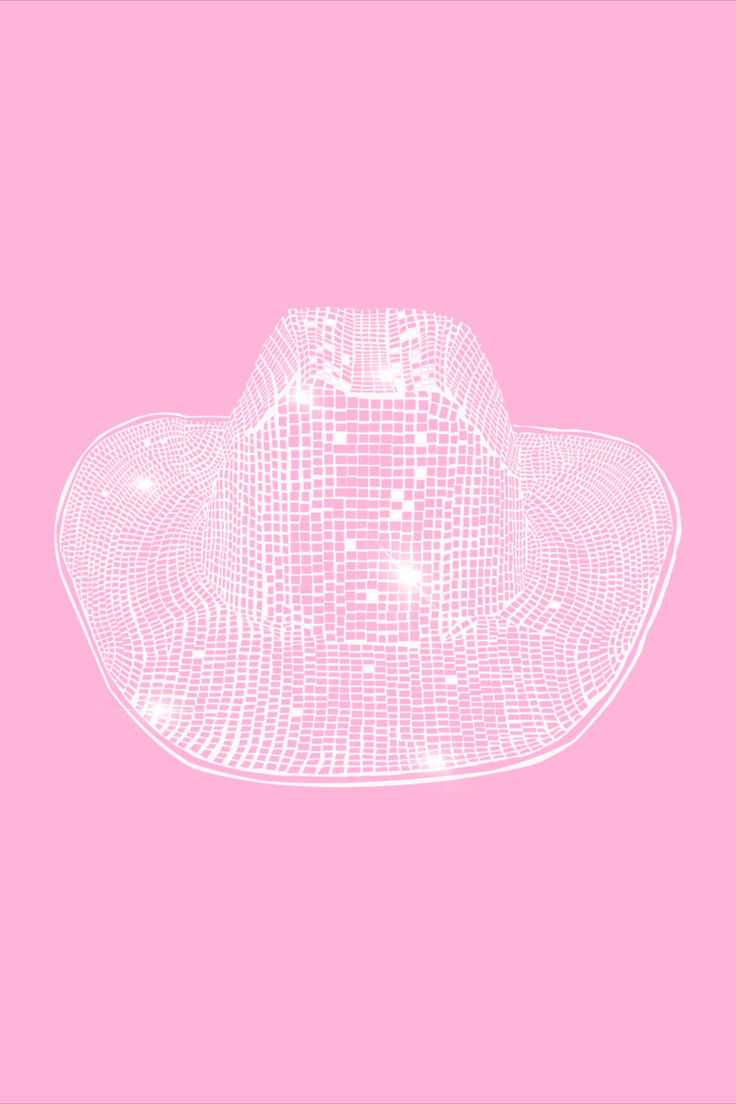 740x1110 Pink Disco Cowboy Hat Wall Art, Phone