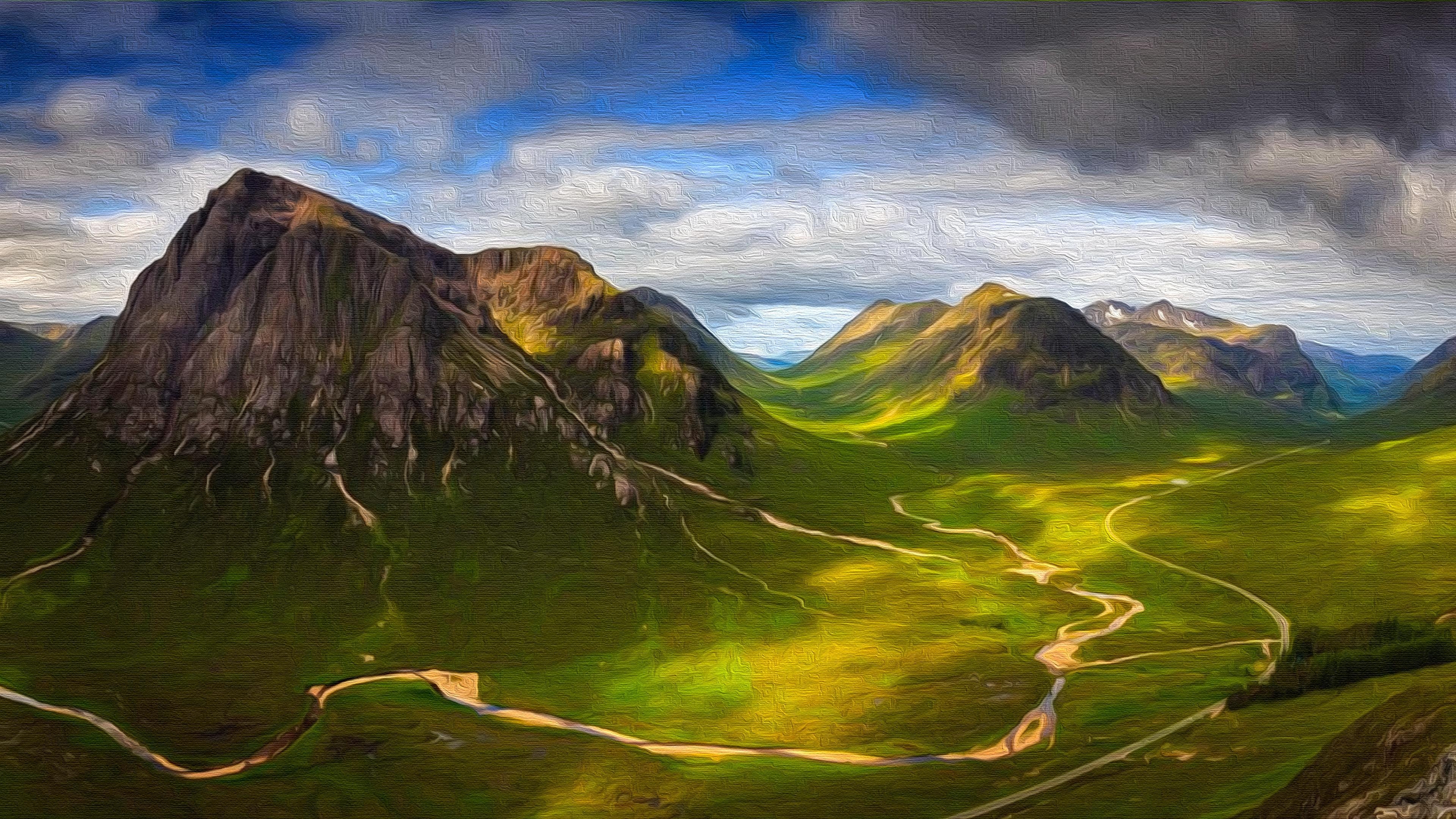 3840x2160 Scottish Highlands on Canvas 4k Ultra HD Wallpaper, Desktop