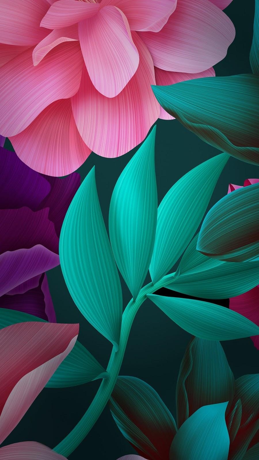 900x1600 Magenta flower huawei blue 3D mobile wallpaper Mobile Walls, Phone