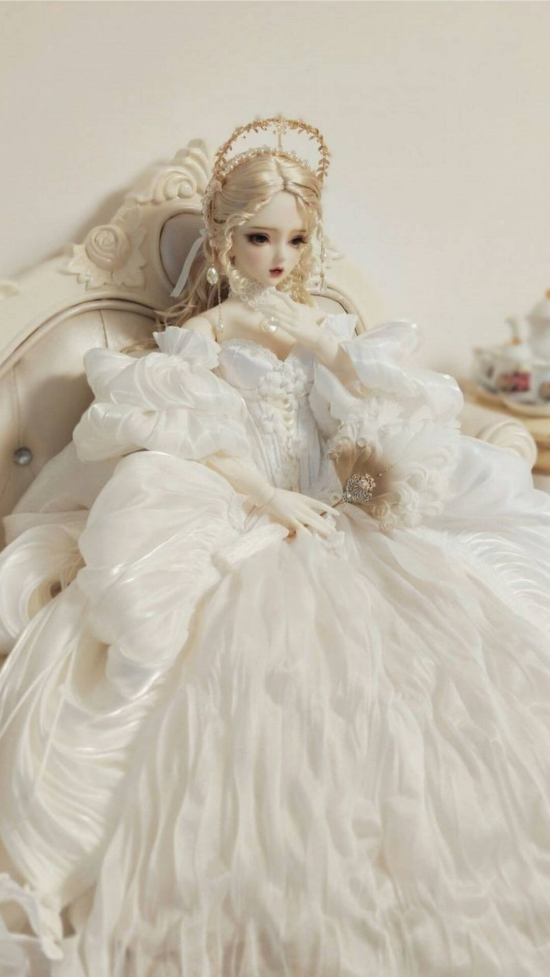 1080x1920 Download Barbie Doll White Princess Ball Gown Wallpaper, Phone