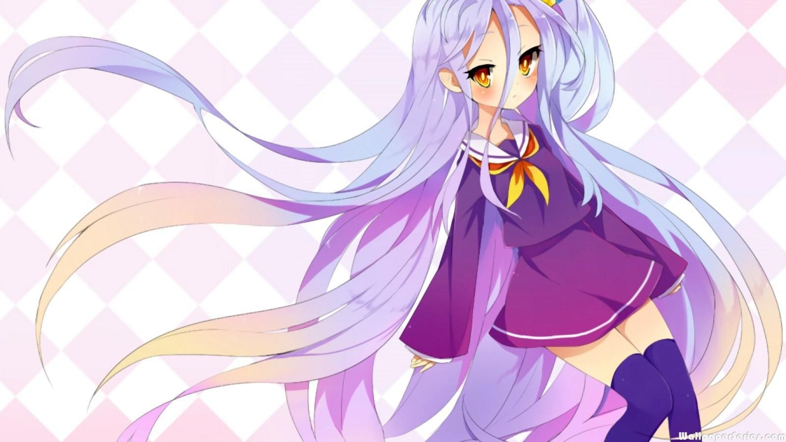 1600x900 HD Cute Anime Girl Shiro Long Blue Hair Wallpaper. Download Free, Desktop