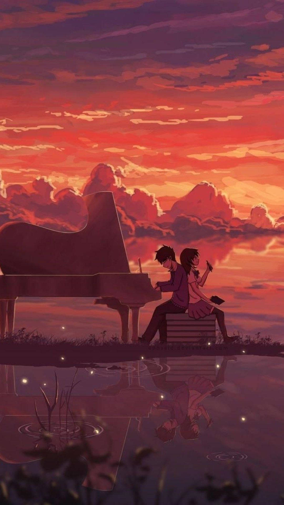 1080x1920 Download Piano By The Sunset Anime Phone Wallpaper, Phone