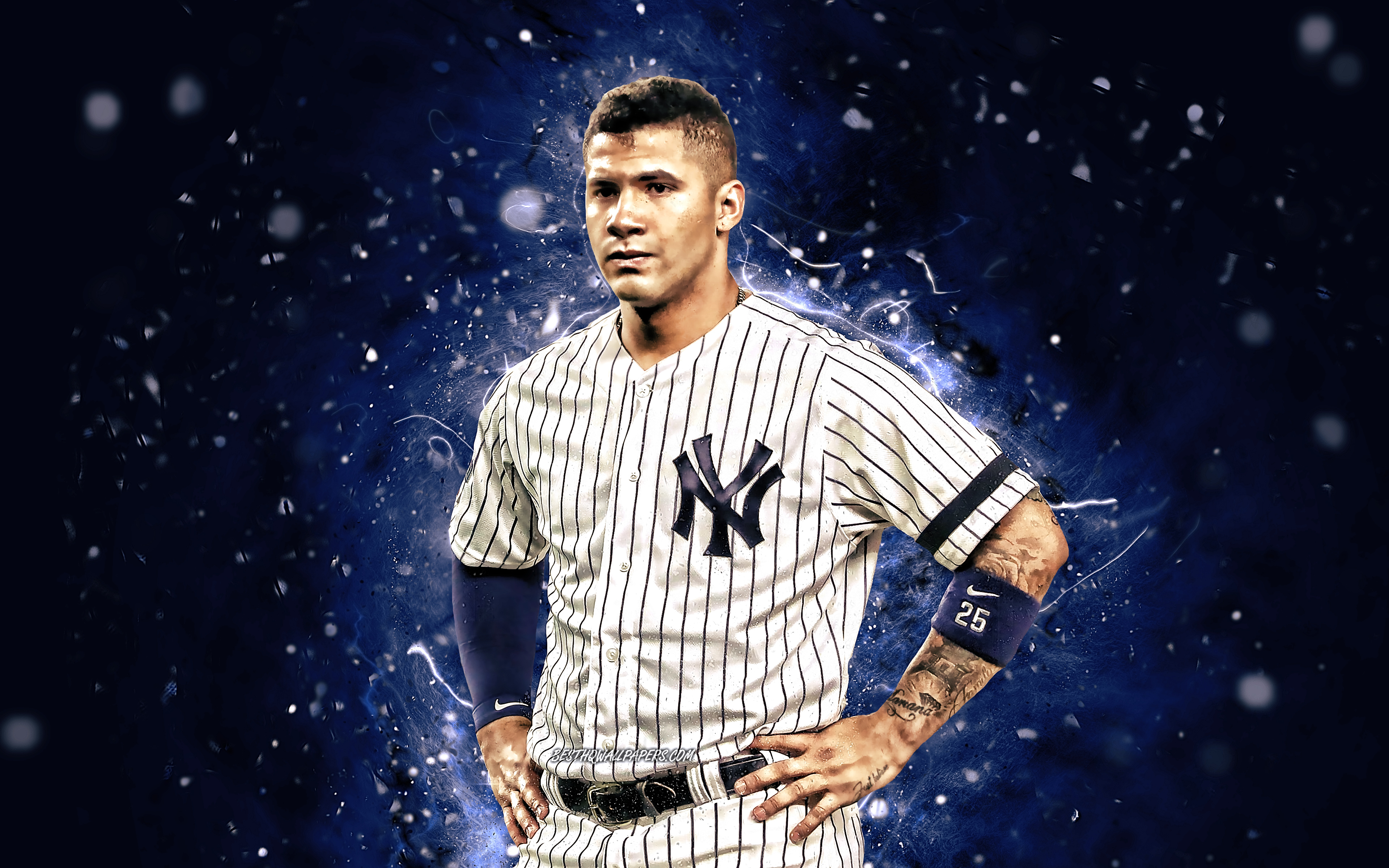 3840x2400 Download wallpaper Gleyber Torres, 4k, MLB, New York Yankees, pitcher, baseball, Gleyber David Castro Torres, Major League Baseball, neon lights, Gleyber Torres New York Yankees, Gleyber Torres 4K, NY Yankees for desktop, Desktop