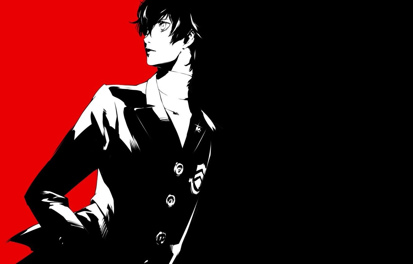 1340x850 Wallpaper white, red, black, the game, anime, art, guy, person, Desktop