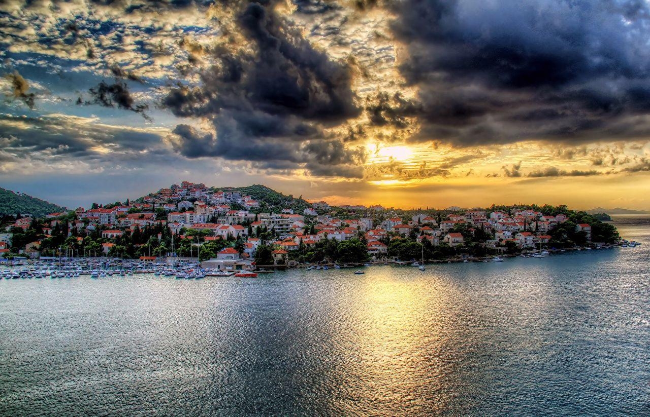 1280x830 Wallpaper Croatia Dubrovnik HDR Sea Sky Coast Cities Clouds Houses, Desktop