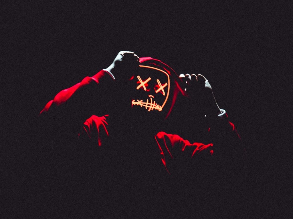 1030x770 Desktop wallpaper mask, hood, anonymous, man, dark, minimal, HD image, picture, background, f0f86c, Desktop