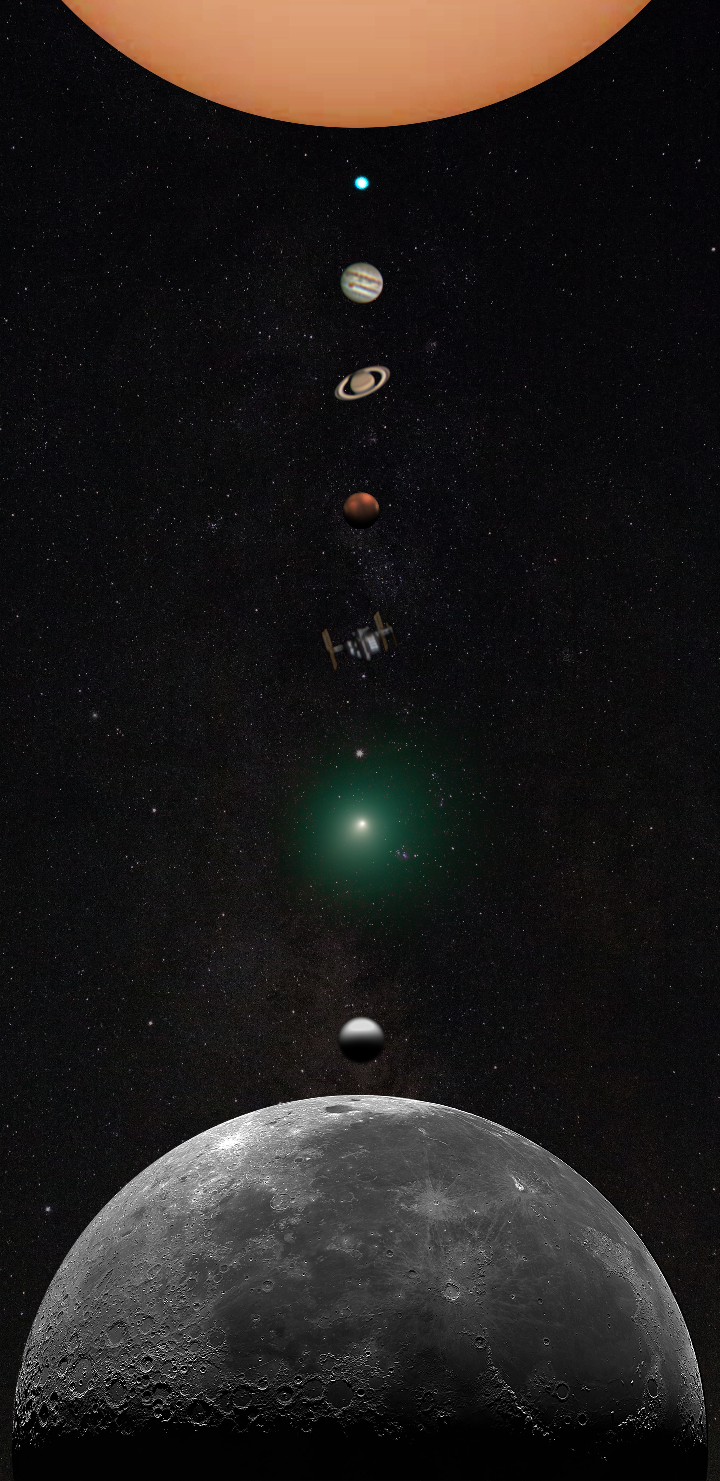1440x2960 I made a phone wallpaper using every solar system object I, Phone