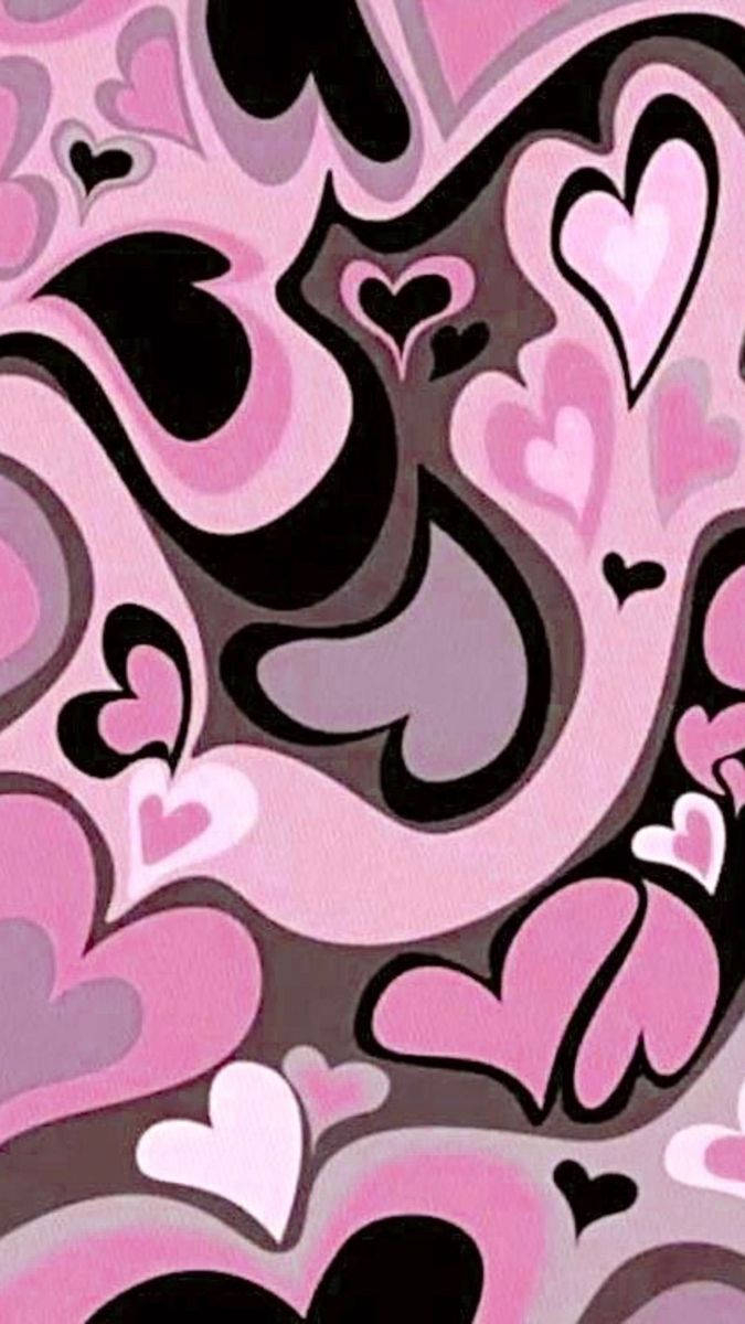 680x1200 Download Y2k Hearts In Abstract Pattern Wallpaper, Phone