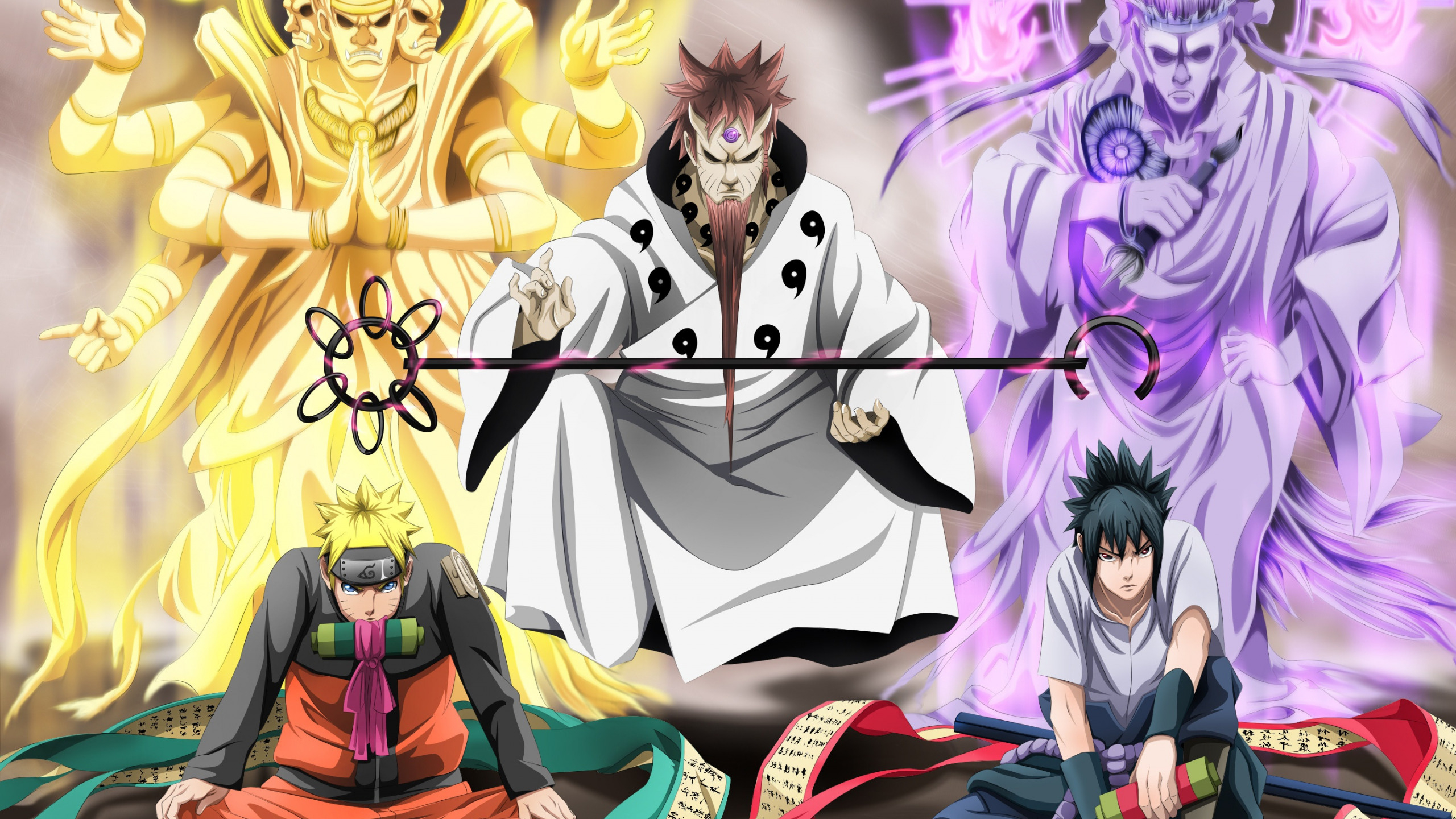 2560x1440 Download wallpaper Naruto, Sasuke Uchiha, Naruto Uzumaki, section shonen in resolution, Desktop