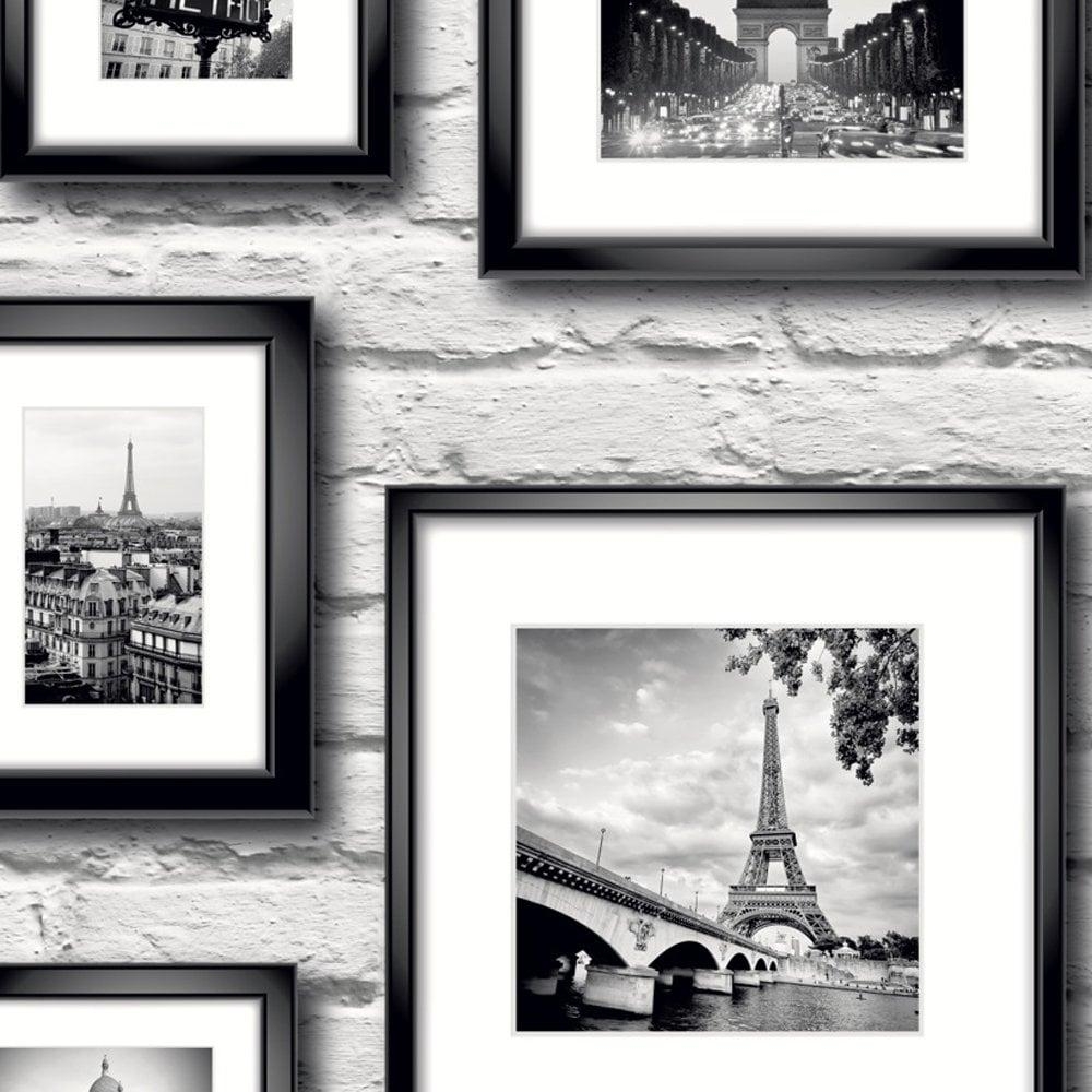 1000x1000 Muriva Paris in Frame Wallpaper Black, White, Phone