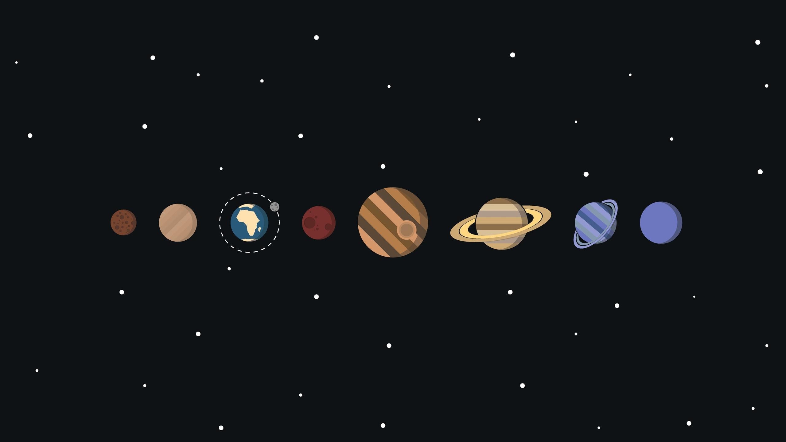 2560x1440 Solar System Minimalism 1440P Resolution HD 4k Wallpaper, Desktop