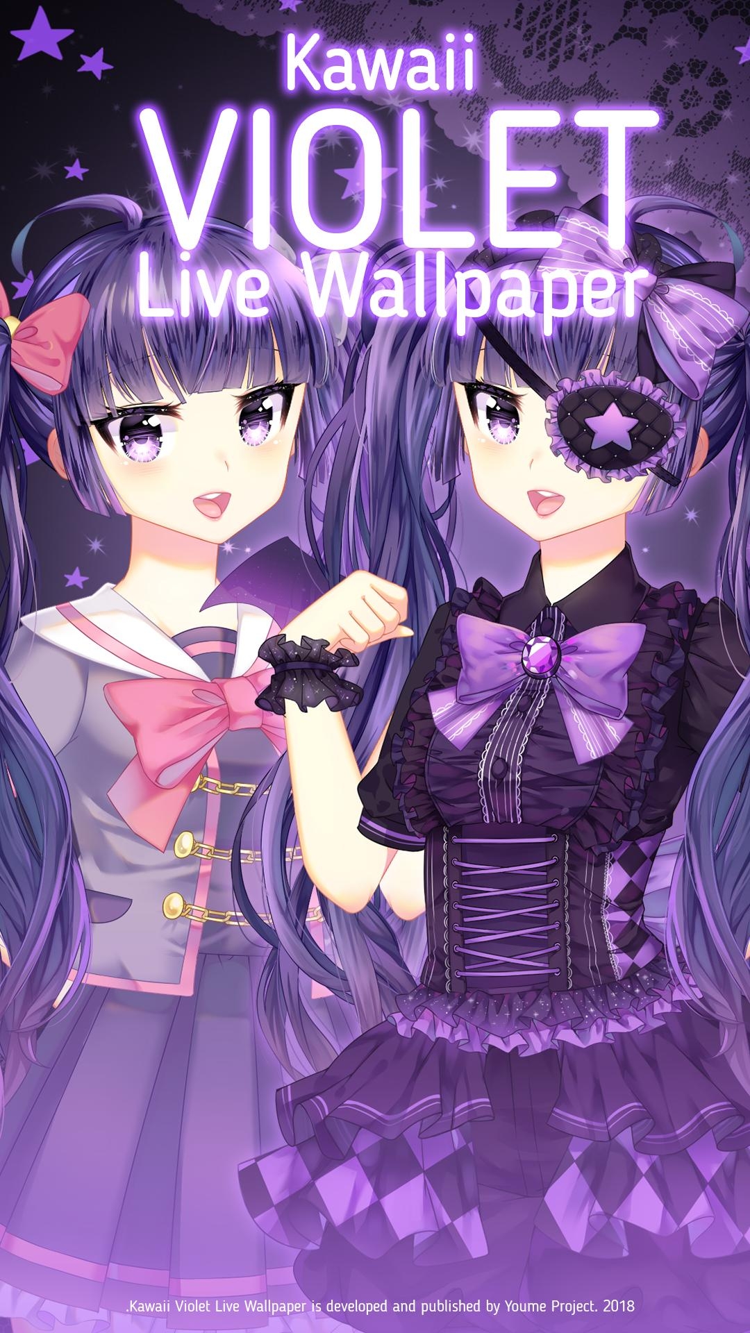 1080x1920 Violet Kawaii Live Wallpaper for Android, Phone