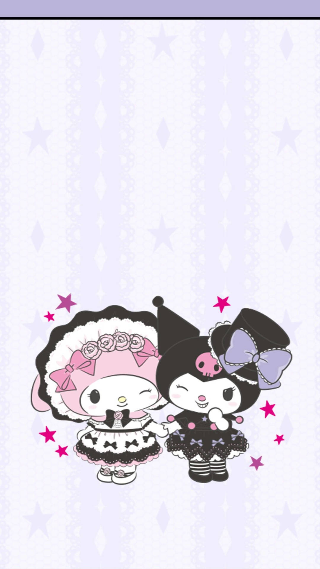 1080x1920 Download Winking Melody And Kuromi Light Purple Wallpaper, Phone