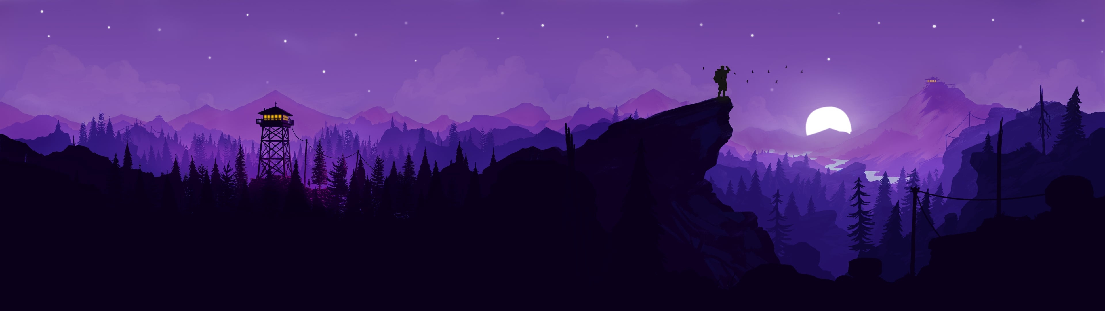 3840x1080 Played Around With The Firewatch Art And Made This Pretty Cool Dual Monitor Wallpaper [], Dual Screen