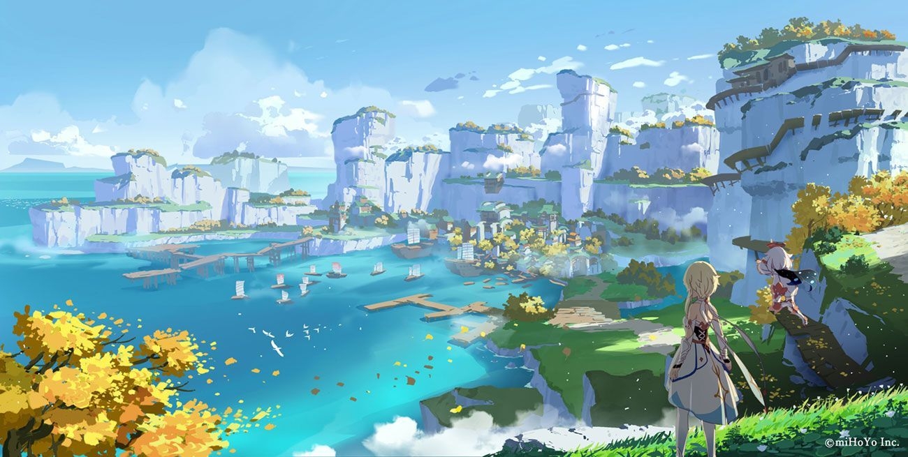 1300x660 Liyue Harbor Art Impact Art Gallery. Fantasy art landscapes, Environmental art, Impact, Desktop