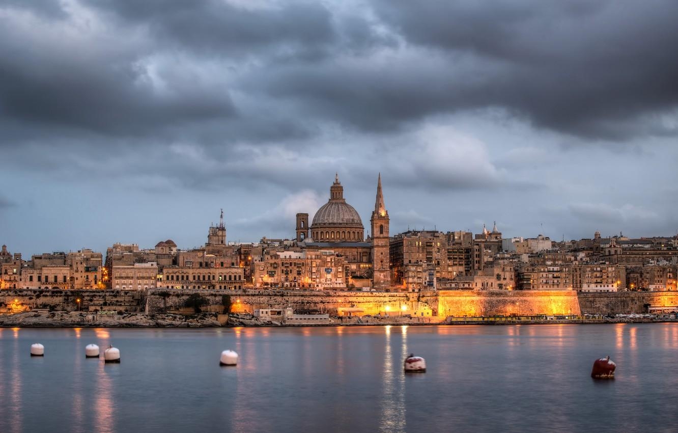 1340x850 Wallpaper sea, lights, tower, buoys, Malta, Valletta image, Desktop