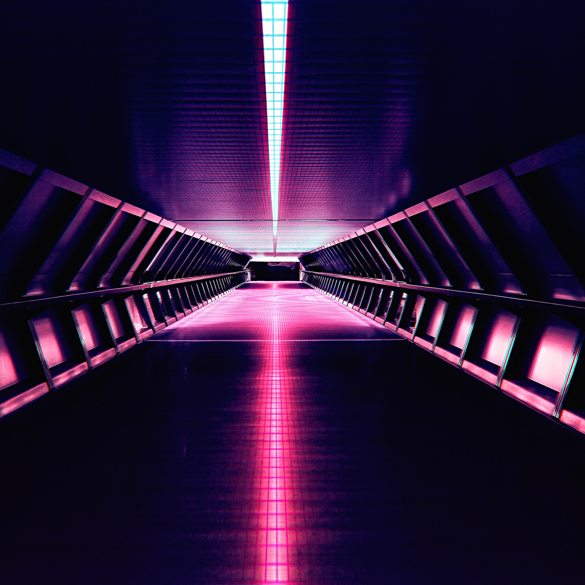 2050x2050 Synthwave Aesthetic Corridor 4k iPad Air HD 4k Wallpaper, Image, Background, Photo and Picture, Phone