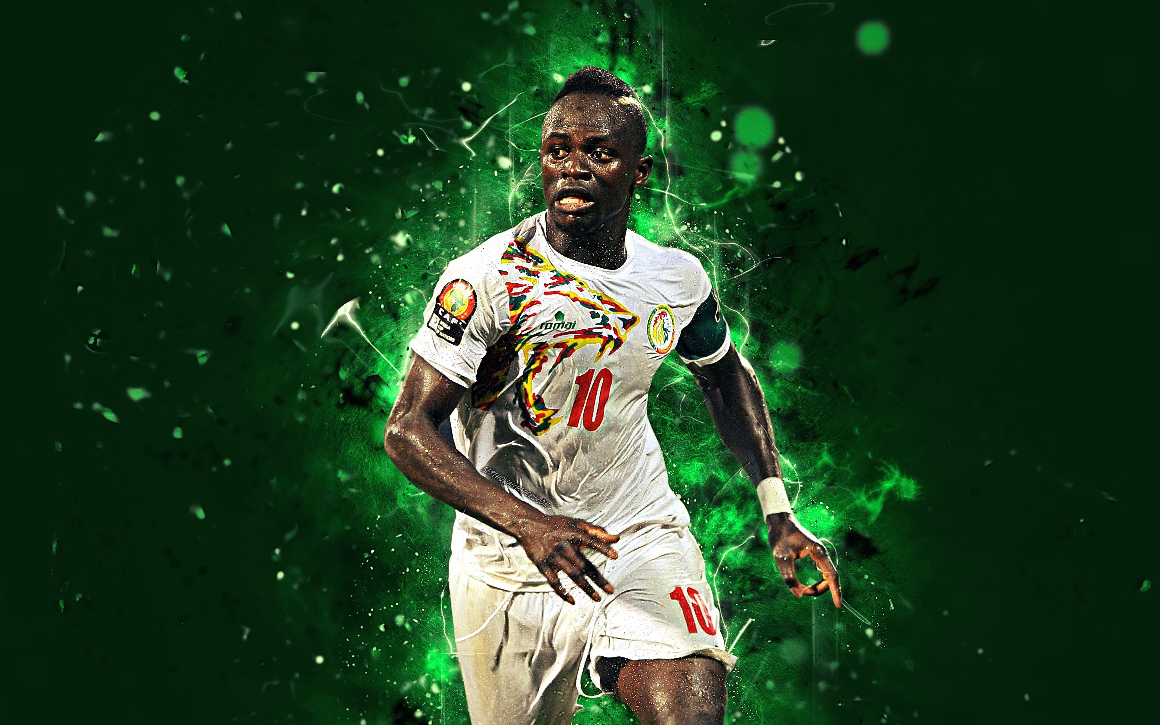 3840x2400 Download wallpaper 4k, Sadio Mane, abstract art, Senegal National, Desktop