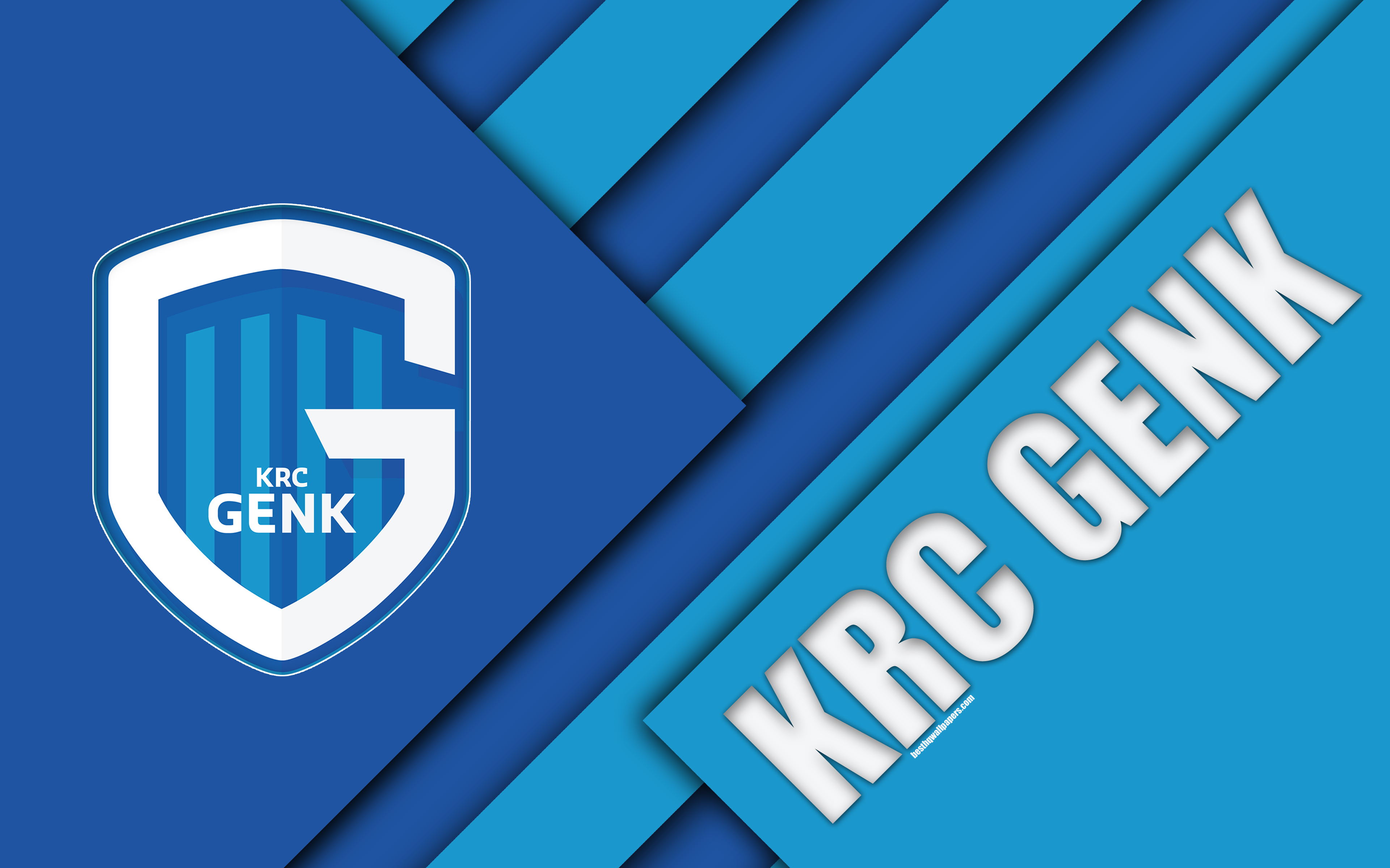 3840x2400 Download wallpaper KRC GENK, 4k, Belgian football club, blue, Desktop