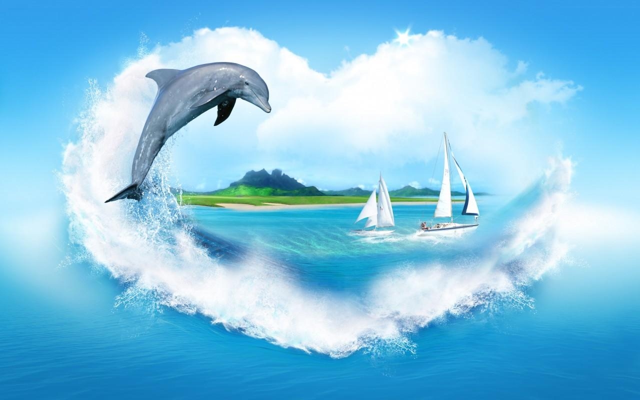 1280x800 Oceanic Dolphin Wallpaper. Rainbow, Desktop