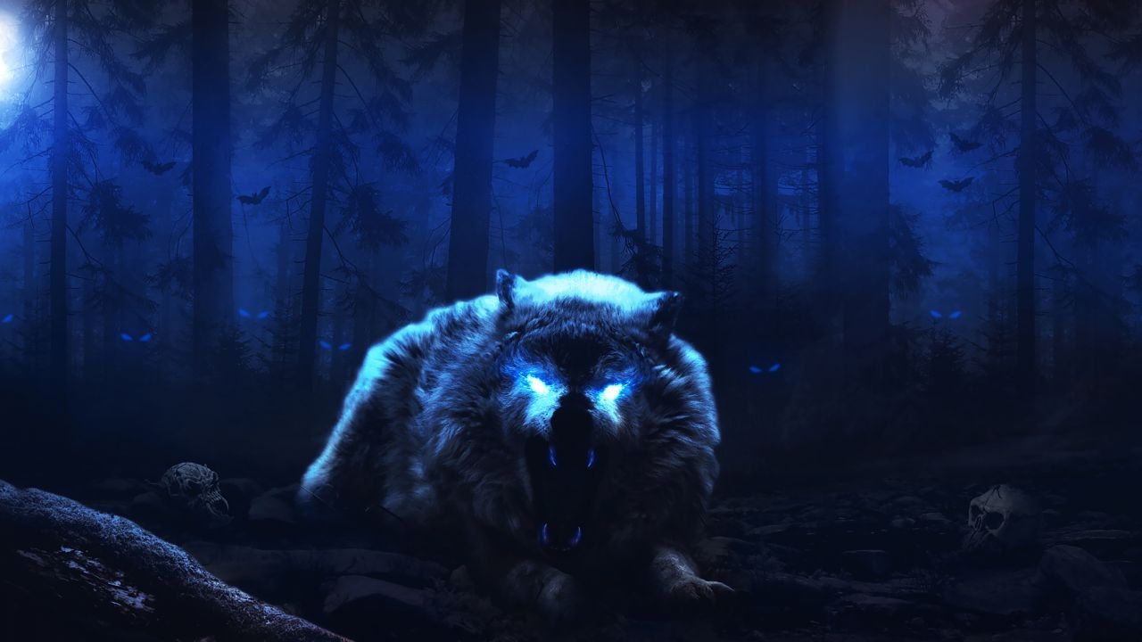 1280x720 Wallpaper Wolf, Forest, Nightmare, HD, 5K, Animals, Desktop