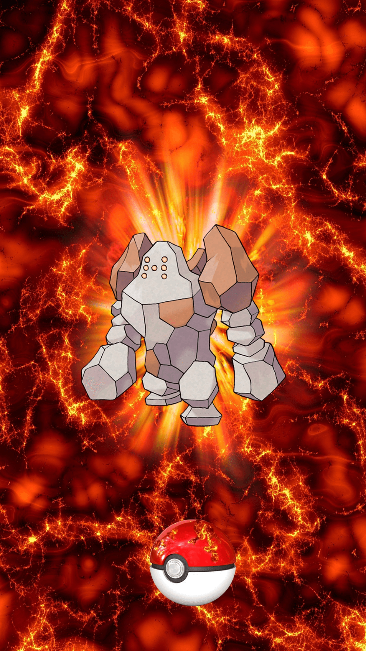 1250x2210 Fire Pokeball Regirock Regirock 6, Phone