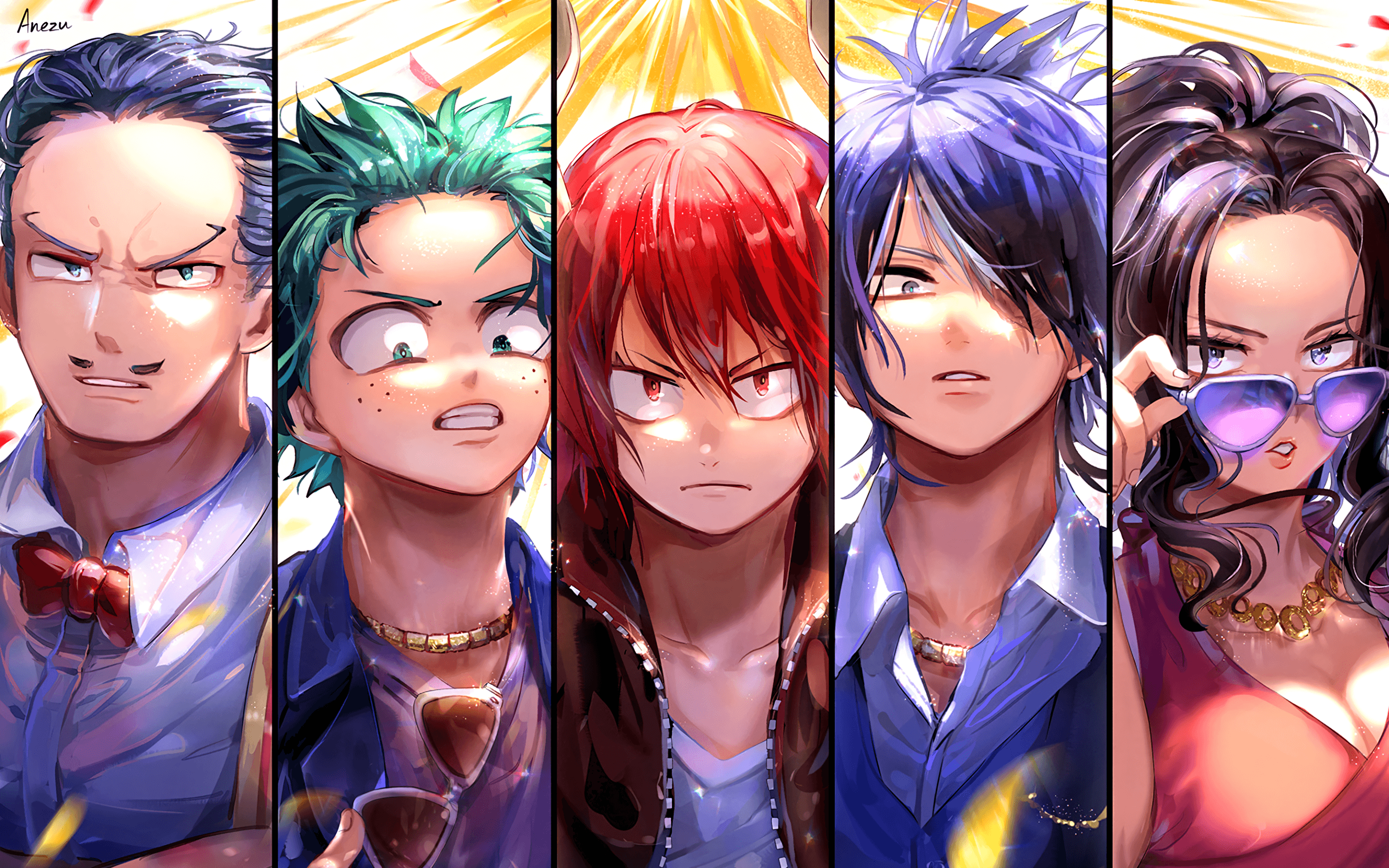 2880x1800 Download wallpaper Izuku Midoriya, Eijiro Kirishima, Momo Yaoyorozu, Shoto Todoroki, Tenya Iida, My Hero Academia, manga, Boku no Hero Academia for desktop with resolution. High Quality HD picture wallpaper, Desktop