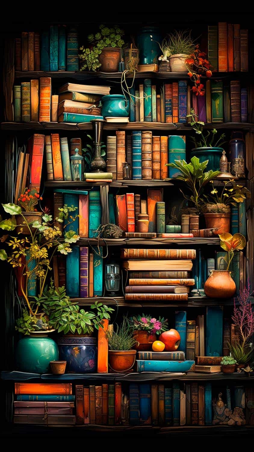 850x1500 Book Library iPhone Wallpaper 4K, Phone