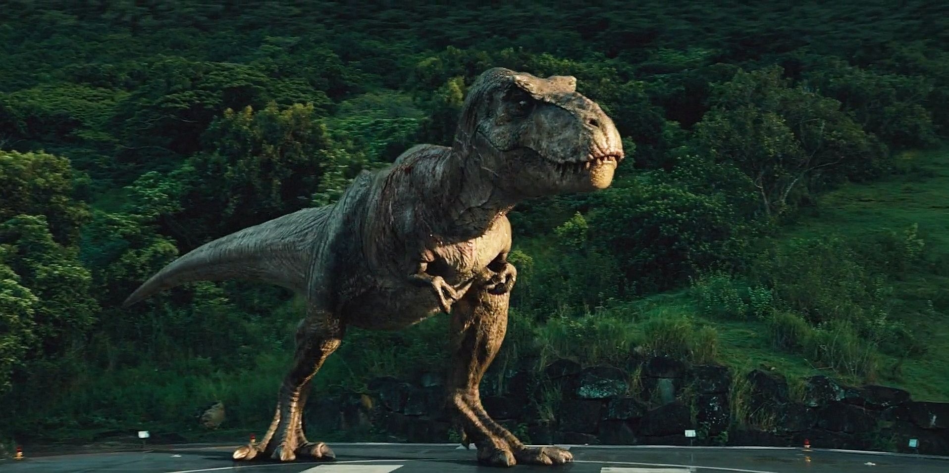 1920x960 Wallpaper, Jurassic World, Tyrannosaurus rex, dinosaurs, animals, screen shot, movies, Dual Screen