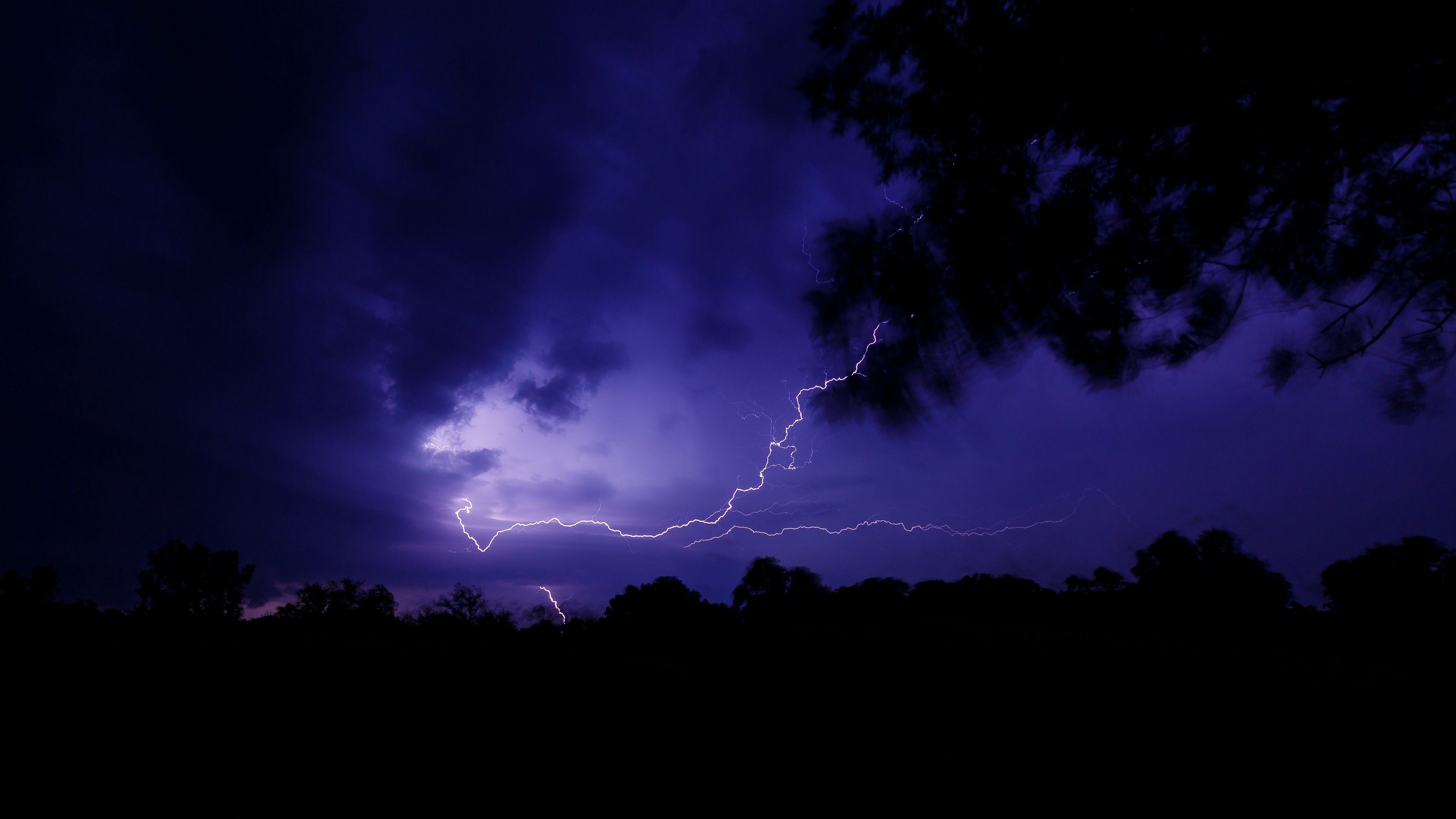 3840x2160 Lightning Storm on Purple Night 4k Ultra HD Wallpaper, Desktop