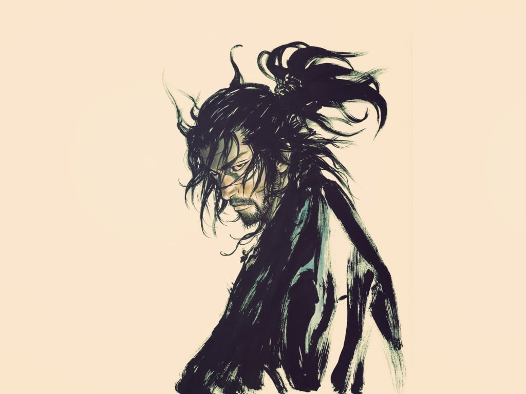 1030x770 Wallpaper samurai, ink art, warrior, minimal desktop wallpaper, HD image, picture, background, 0493e6, Desktop