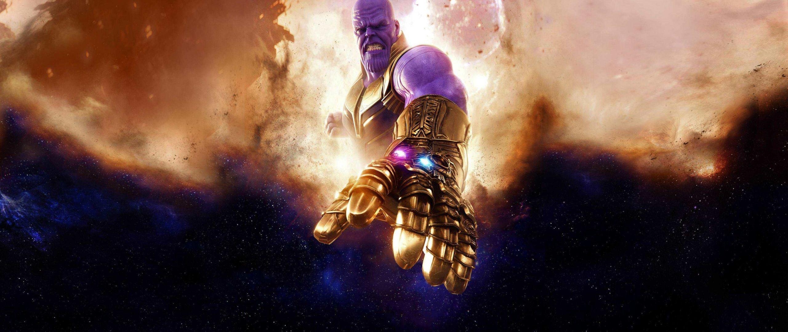 2560x1080 Download  wallpaper thanos, clouds, avengers: infinity war, Dual Screen