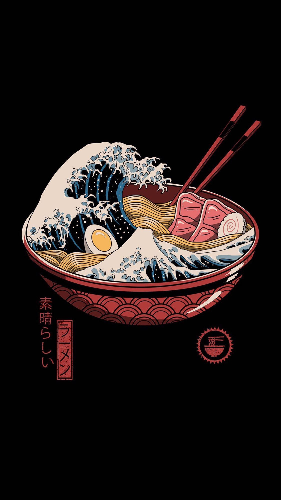 1130x2000 The Great Ramen Wave. Art drawings, Art, Wave art, Phone