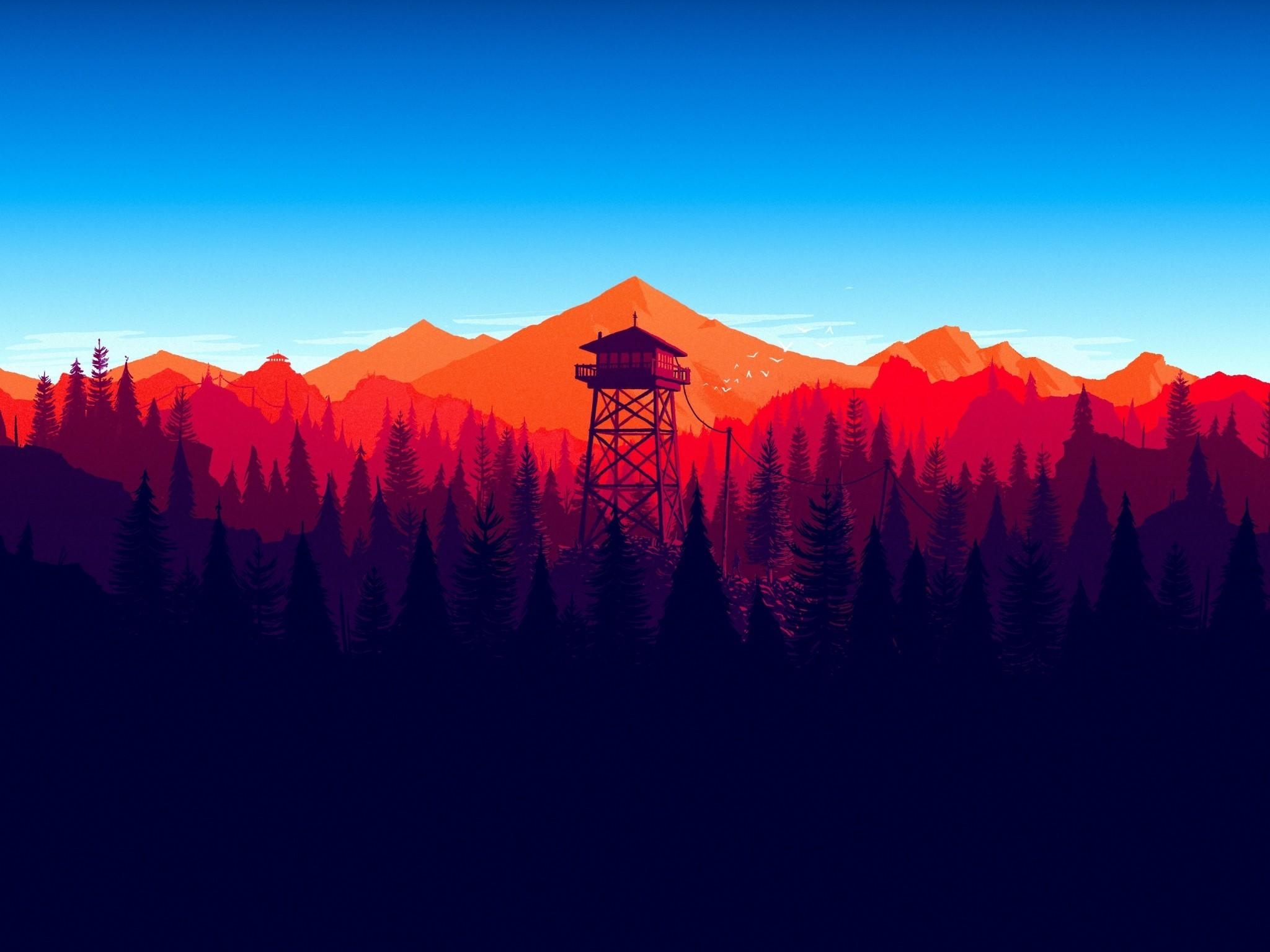 2050x1540 Download  Firewatch, Forest, Landscape, In Game, Desktop