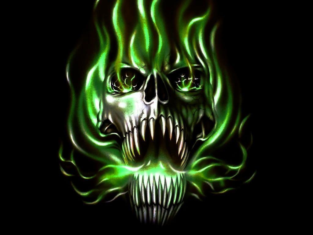 1030x770 Green Fire Skull Wallpaper, Desktop