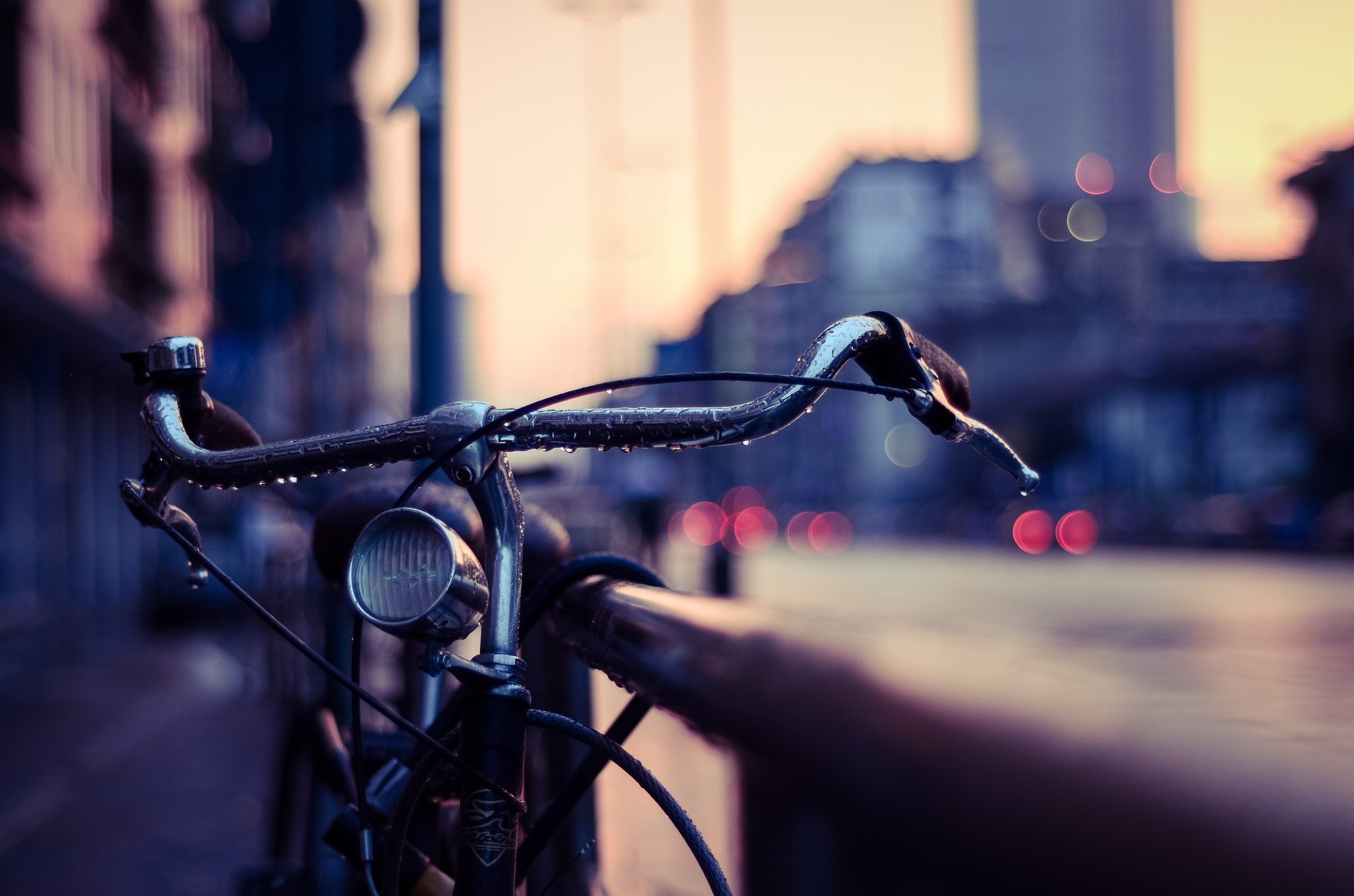 2050x1360 Wallpaper, black, bicycle, blue, light, color, wheel, drops, blur, darkness, sports equipment, land vehicle, close up, mountain bike, Desktop