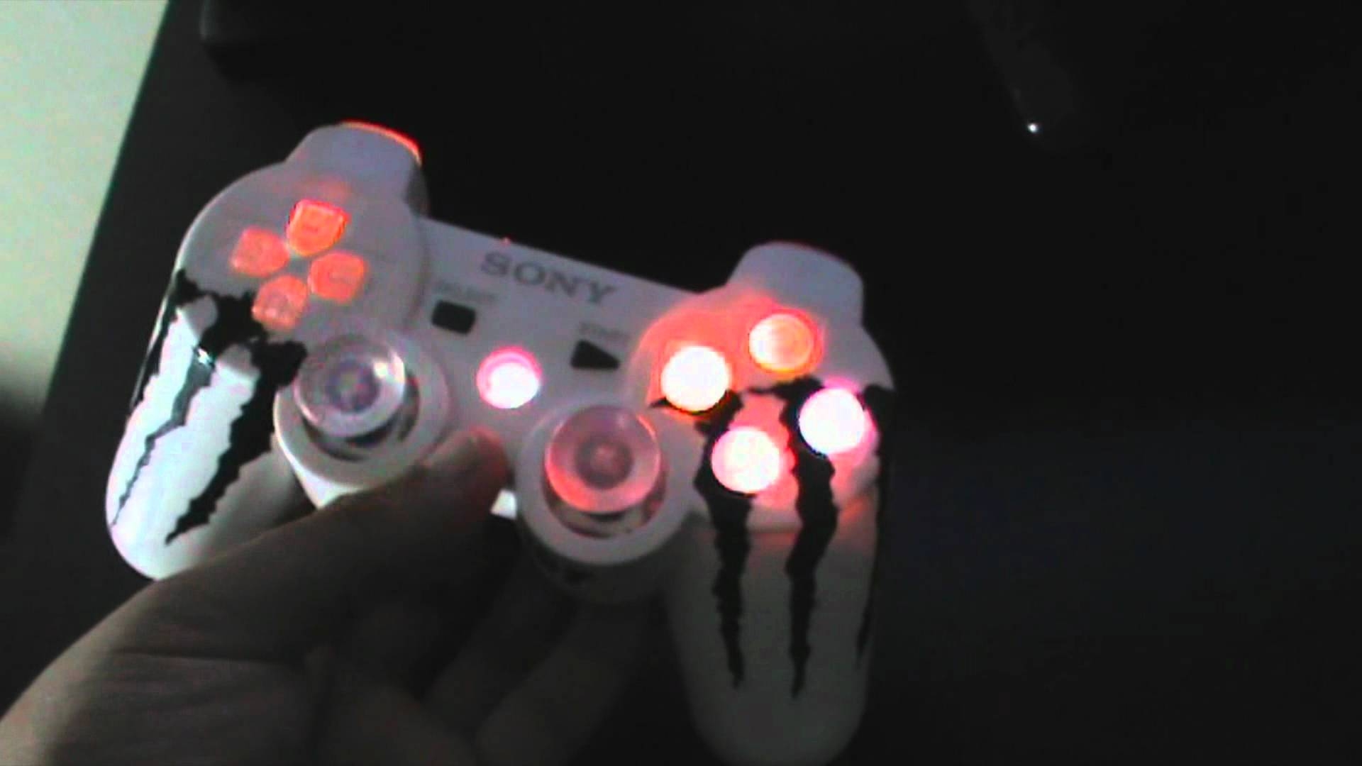 1920x1080 Custom Ps3 Controller Monster energy logo/ 7 Colour Led, Desktop