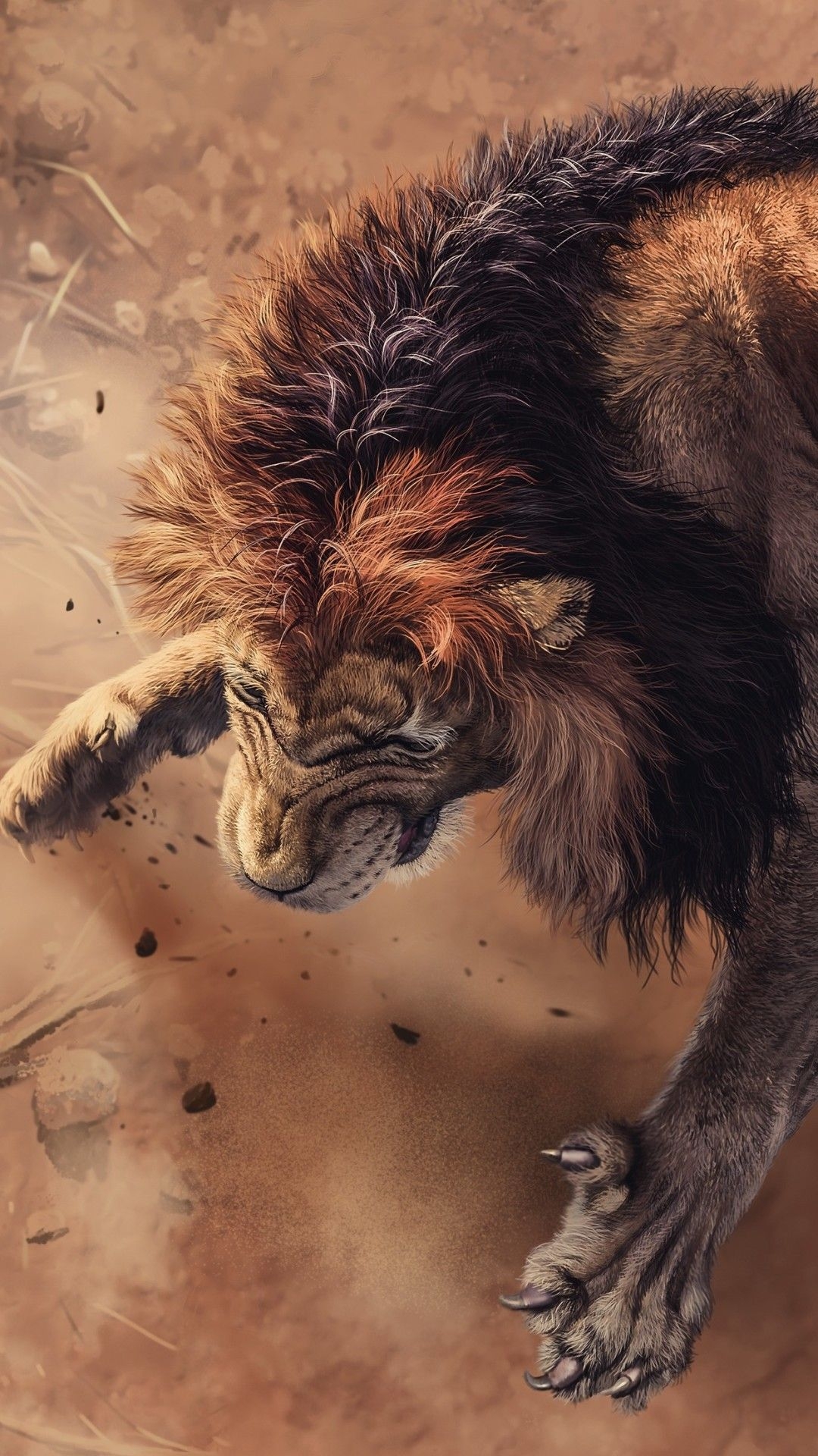 1080x1920 Angry Lion Mobile Wallpaper (iPhone, Android, Samsung, Pixel, Xiaomi), Phone