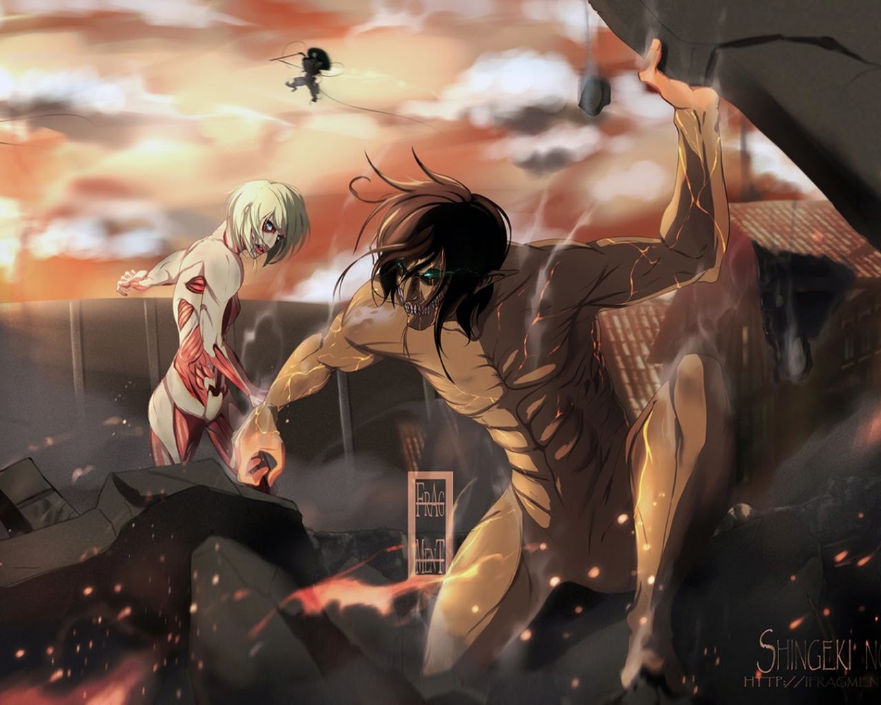 1280x1030 Free download Attack On Titan Wallpaper 1080p Eren Rogue titan vs female titan [1920x1080] for your Desktop, Mobile & Tablet. Explore Attack on Titan Eren Wallpaper. Attack on Titan, Desktop