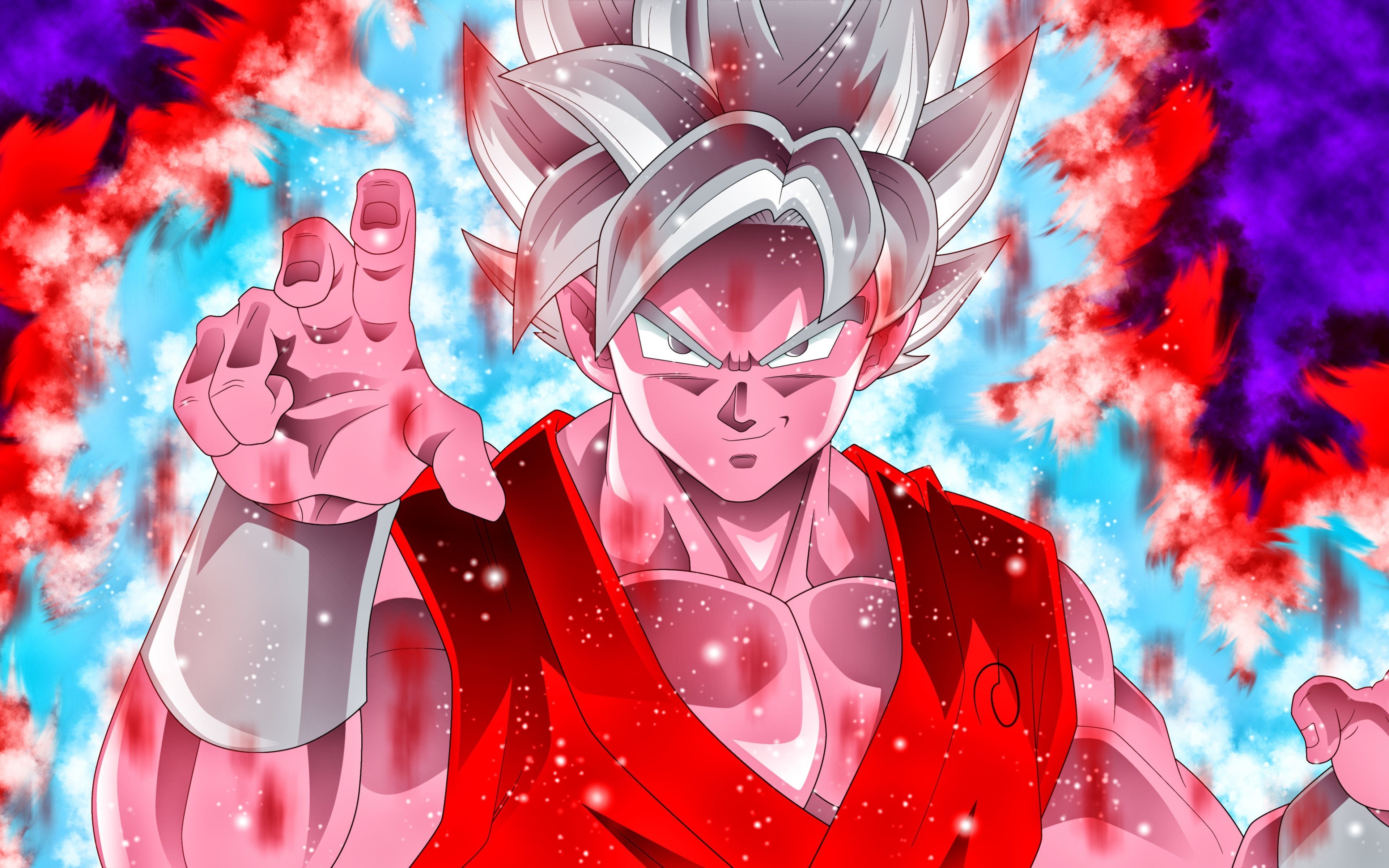 3840x2400 Download wallpaper Ultra Instinct Goku, colorful fire, DBS, 4k, Dragon Ball, Dragon Ball Super, Migatte No Gokui, Mastered Ultra Instinct, Super Saiyan God for desktop with resolution. High Quality HD picture, Desktop