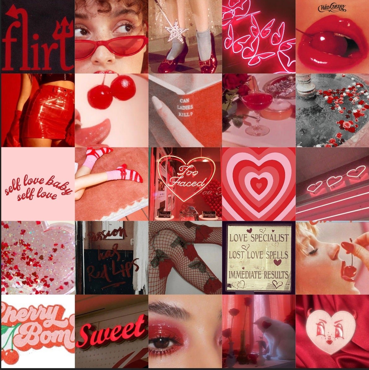 1200x1200 Red Cherries Wall Collage, Phone